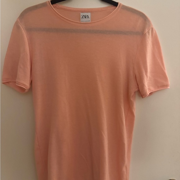 Zara Men's Peach T-Shirt - Picture 1 of 3